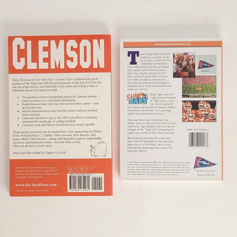 VALUE BUNDLE Clemson Tigers Fans Daily Devotions Book & Baby Tiger DVD Tailgate